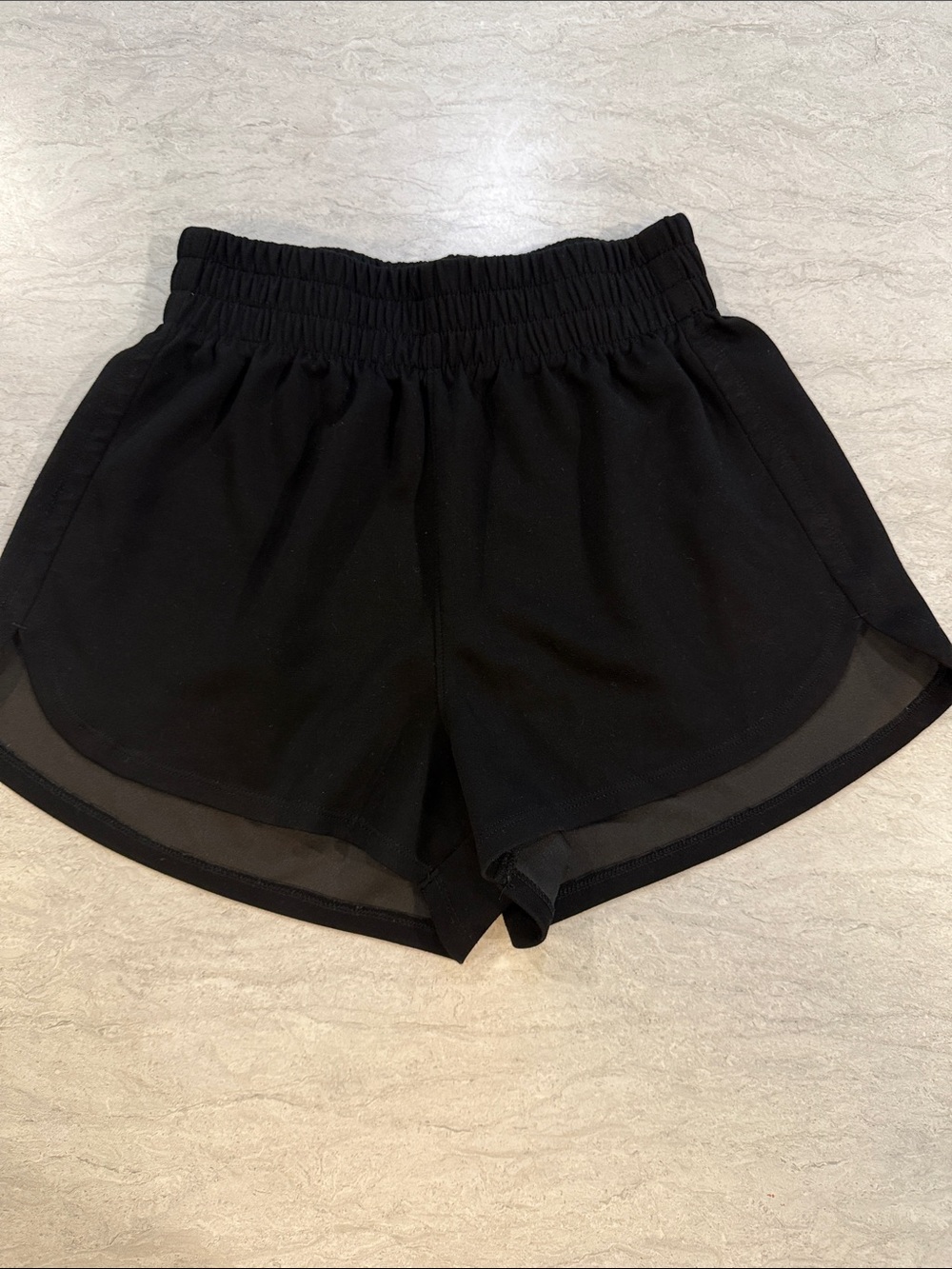 Women's Black Athletic Mesh-Trim Elastic Waist Shorts